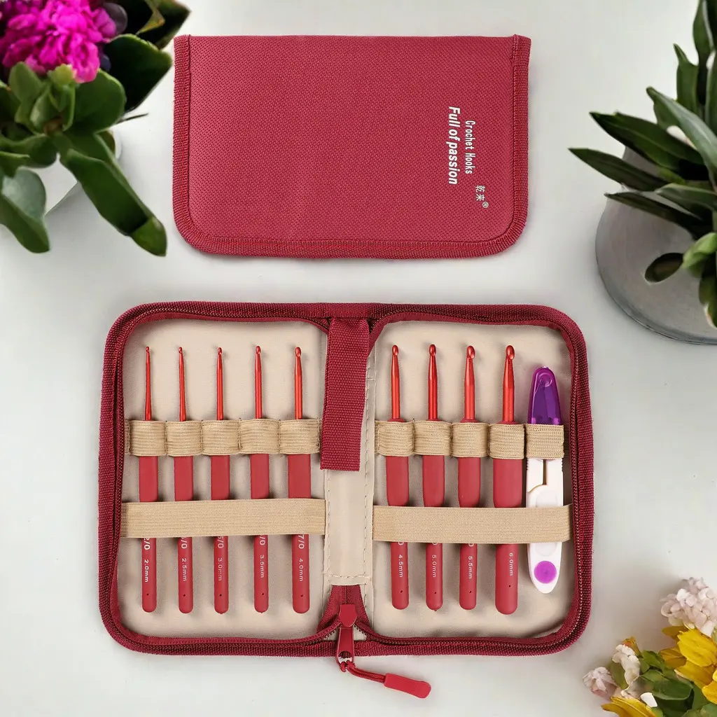9-Piece Crochet Hook Set, Ergonomic Soft Grip, 2.0mm-6.0mm Hooks, Ideal for Arthritis Hands, DIY Handmade Yarn Knitting Crafts Tools, Knitting Supplies, Crocheting Supplies
