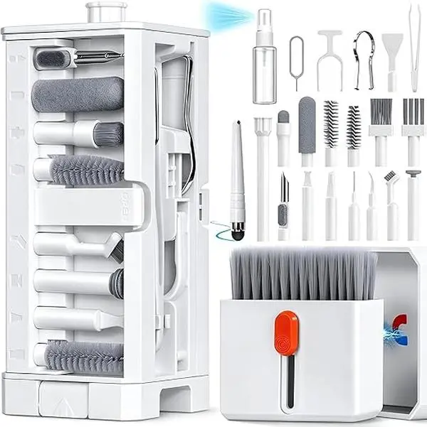 Keyboard Cleaning Kit Laptop Cleaner, 32-in-1 Multi-Function Electronic Cleaner Kit, Screen Spray Cleaning Brush Tool PC Accessories for iPhone iPad MacBook Earbud Camera Monitor Computer (White))