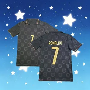 2025 2026 Away Black No.7 Ronaldo Short Sleeve Soccer Jersey