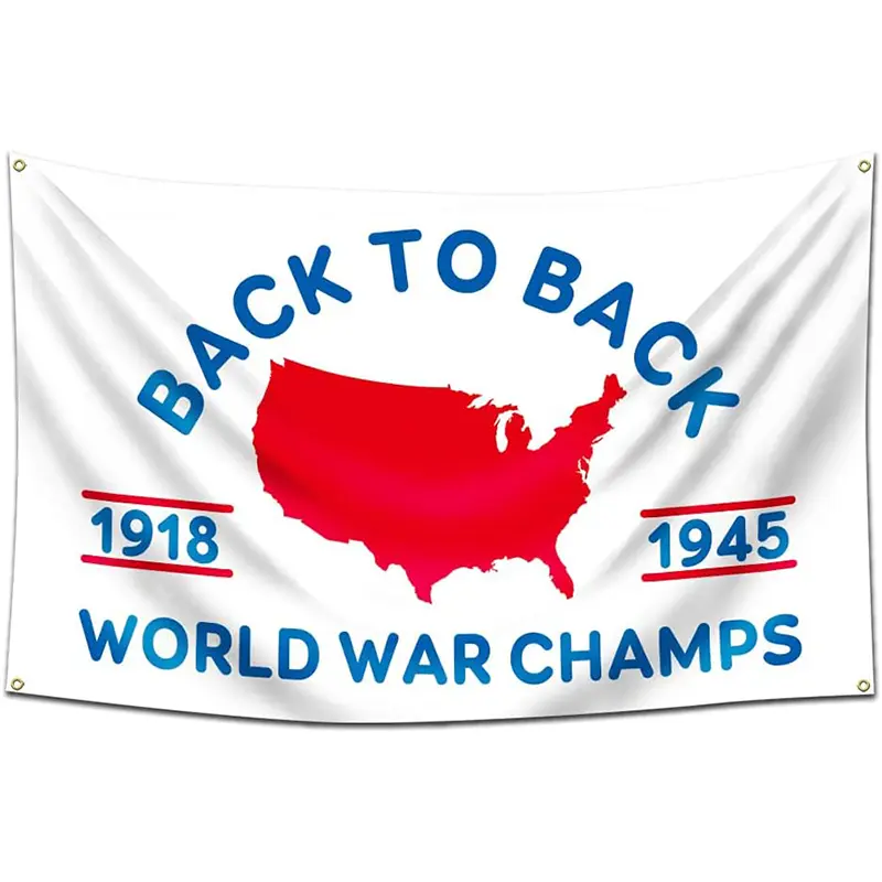 World War Champs 3x5 Ft Synthetic Durable Decorative Tapestry - Double-Sided 2-Line Hilarious Slogan Banner, 4 Brass Grommets for Easy Hanging, Vintage Party Backdrop, Cool Dorm Decor for Guys Home Supply
