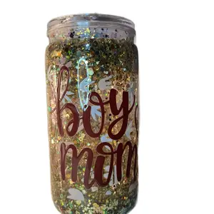Boy Mom Snow Globe Cup - Glitter Design for Boy Mom Enthusiasts