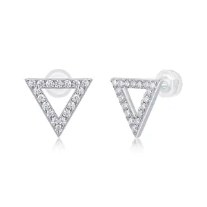 [Triangle] Synthetic Moissanite Stud Earrings Gifts for Women Birthday Anniversary Party Gifts , 925 Sterling Silver with 7 Layer 18K White Gold Plating Hypoallergenic Geometry Stud Earring, D Color VVS1 Clarity Diamond Earrings