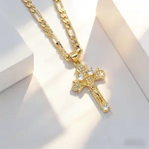 14K Golden PlatingDecorative Cross Pendant Necklace for Women · BohemianReligious Style · Perfect for Christmas, Holidays, Everyday Use·Thoughtful Thanksgiving Gift · High-Quality Cross Necklace