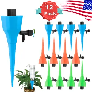 12 Pack Watering Devices with Self Watering Spikes, Waterer Devices with Adjustable Control Valve Switch Indoor Outdoor