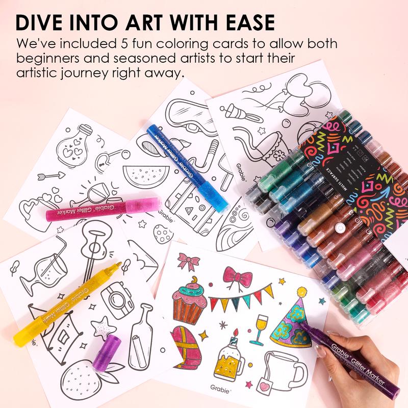 [Flash Sale] Grabie Iridescent Glitter Acrylic Paint Marker Set Of 24 acrylic pen, Art Drawing, HolidayHaul