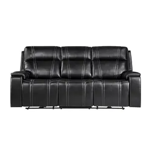 U8880 Black Leather Power Reclining Sofa
