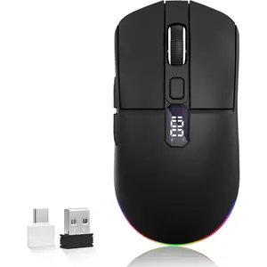 , Tri-Mode (2.4G+BT5.0+BT5.1) LED  , USB C Rechargeable with LED Screen Display, 2400 DPI  mice for Laptop/PC//iPad-Black