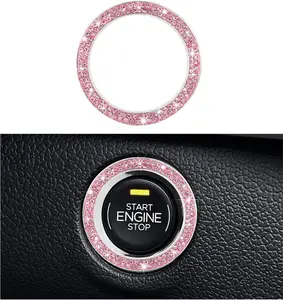 Bling Engine Start Ring Decal, Sparkling  Rhinestone Auto Push Start Button Cover Sticker, Decorative Key  Knob Ring for  ,  Accessories (, 1 count)
