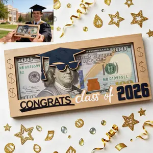 Graduation 2026 -Unique Wooden Gift Box for Class of 2026, Creative Graduation Gift for Seniors,Ornament with Bracket for High School College Grad Memory Gifts Party,