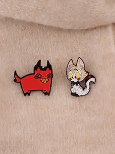 2pcs/set Cartoon Anime Character Pins, Lapel Pins, Shaped Badges, Punk Gothic Zinc Alloy Brooches, Brooch Clip, Fashion Accessories for Clothing and Bags, Unique Stylish Decorations