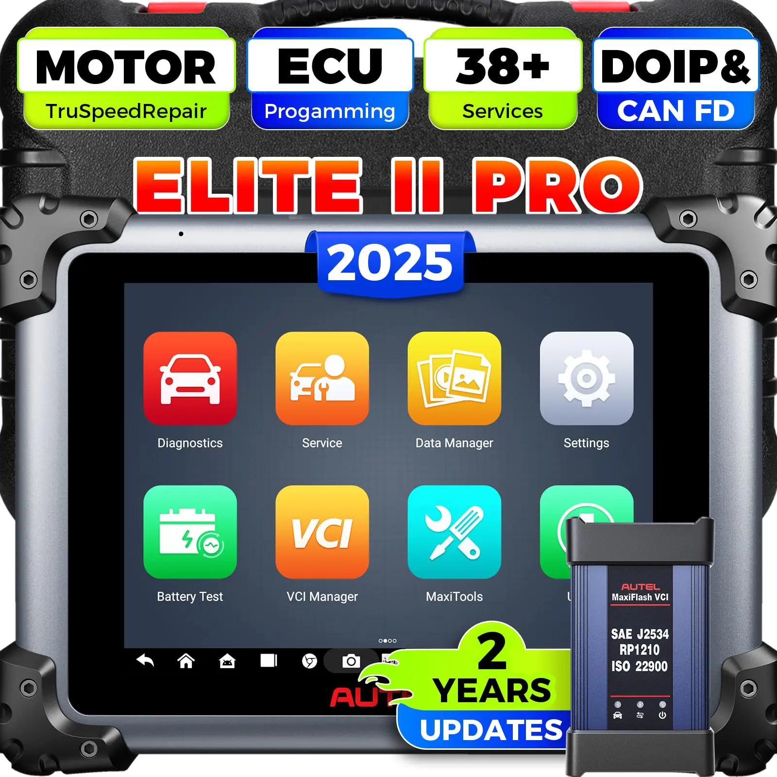 2025 New Autel MaxiSys Elite II Pro Scanner, 2 Years Free Update Elite 2 Pro,Motor TruSpeed Repair, 45+ Resets, CAN FD DoIP, 3K+ Test obd port washer Bi-Directional Full System Diagnostic Tool, Summervibes