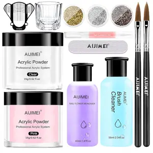 Acrylic Powder Nail Kit with Professional Liquid Monomer and Acrylic Brush Cleaner,Acrylic Nail Tools Set Extension Nail System