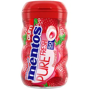 2x Mentos Pure Fresh Strawberry Chewing Gum - Sugar Free Gum Fresh Breath Mints Pocket Pack Snack Candy 50ct