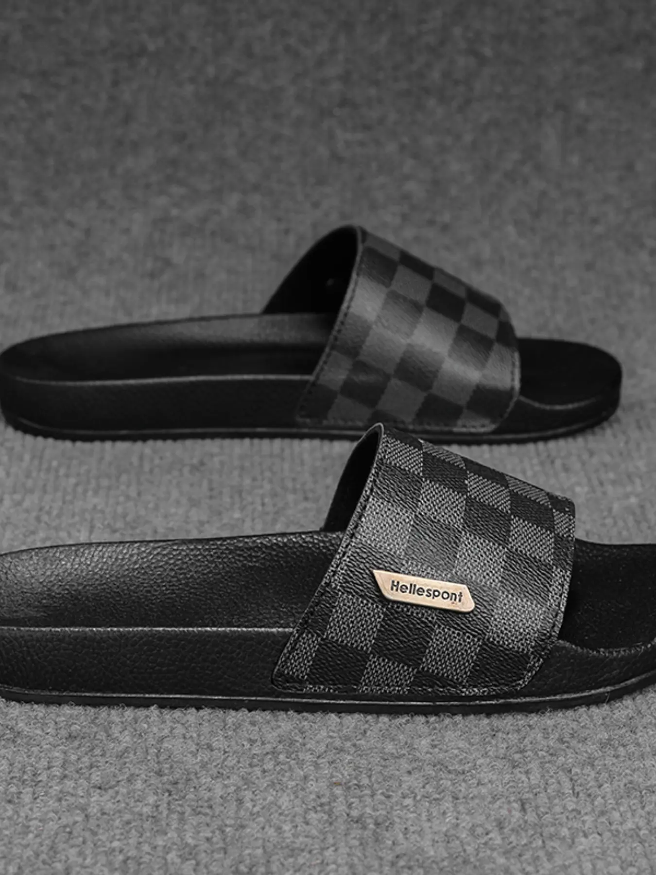 Fashion Plaid Men's Sandals, Waterproof Comfortable Soft Sole Beach Indoor Slippers, Stylish Footwear for Daily Wear