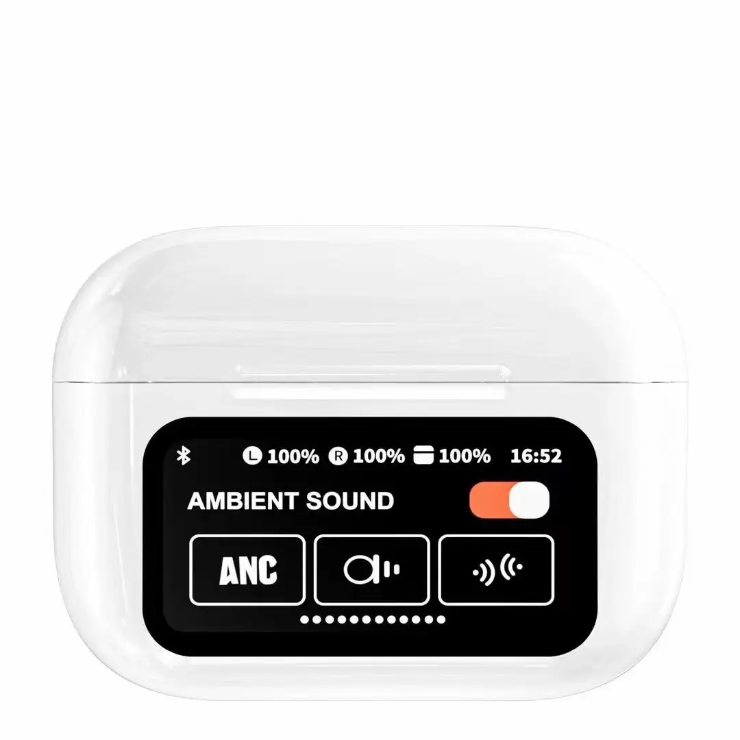 5th-Generation TWS Earbuds Headset - Bluetooth 5.x In-Ear Touchscreen Headphones with Active ANC, Hi-Fi Audio, Bass Boost, Wireless Charging, Fast Charging, Color Display, Waterproof for Streaming