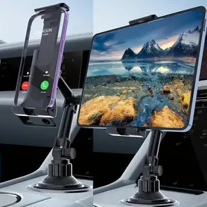 Adjustable Car Cup Holder Mount for Tablets & Smartphones, Heavy-Duty Base, Fits 10.16-33.02 Cm Devices, Abs Material, Waterproof, Rotatable, Cell Phone Mount, Car Cellphone Mount