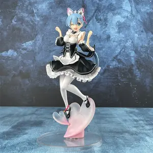 Zero Escape Anime Figurine Set, Rem Cat Ear Scene Handmade Model Kit, Anime Figure, Collectible Boxed Display Piece, Perfect Gift for Fans