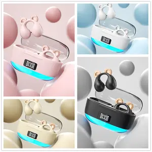 True Wireless Open-Ear Headphones with HiFi Sound Quality, featuring a lightweight clip-on design, Microphone for Clear Calls, extended battery life, compatibility with Android and iOS, Waterproof Sports Earphone, ideal for gaming, music, and calls.