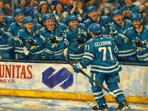 San Jose Sharks Macklin Celebrini 13x19 Oil Painting Print