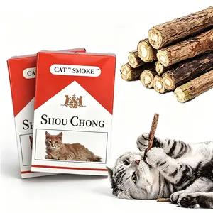 Natural Silvervine Cat Chew Sticks – 2 Packs (20 Sticks) Natural Matatabi Chew Toys for Cats & Kittens, Dental Care, Teeth Cleaning, Calm Anxiety, Aggressive Chewer Toy, Interactive Play Toys chewtoy