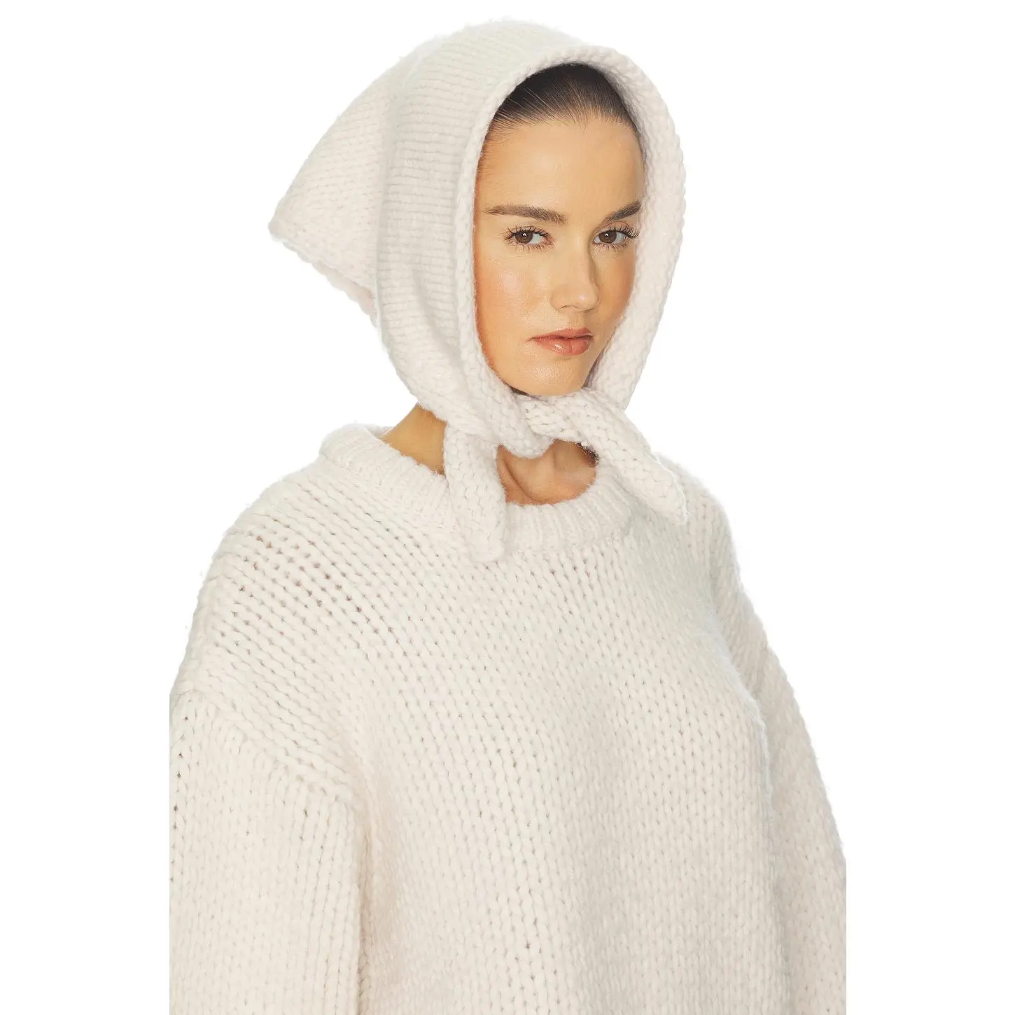 Helsa Kelcey Hand Knit Kerchief Scarf in Oat