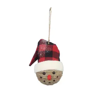 Young''s s/4 Fabric Snowman Head Ornaments in PVC Box