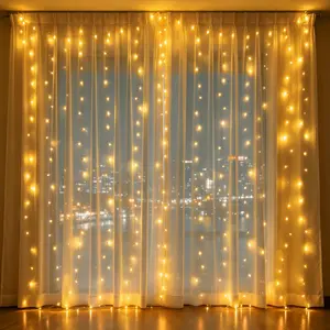 9.8ft x 9.8ft LED Curtain Lights, Copper Wire Fairy String Lights for Bedroom, Wedding, Birthday Party, Christmas & Holiday Party Decor