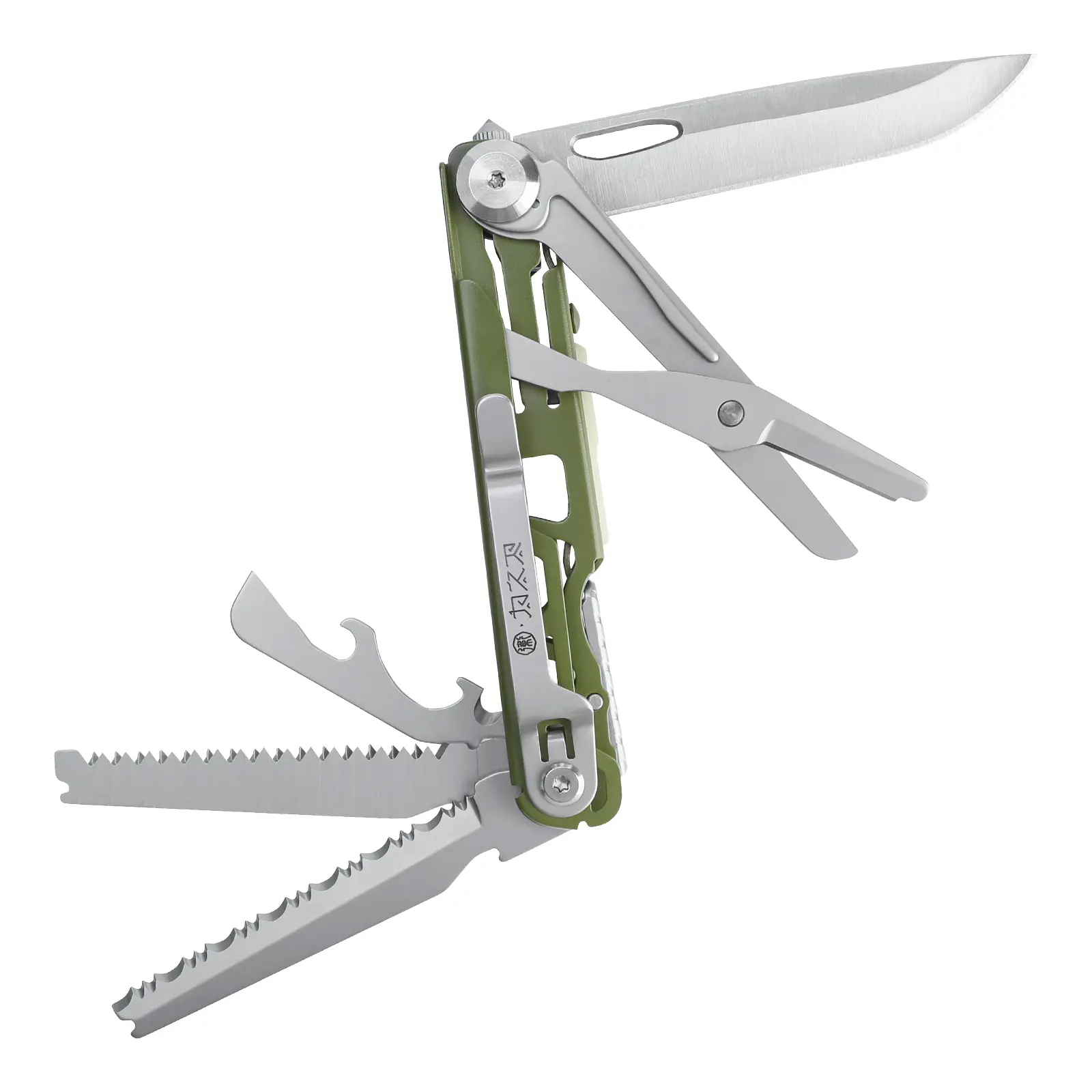 Wetactics MT-18 10-in-1 Compact EDC Multi-Function Multitool with 440A Steel Blades, 440A Scissors, Wire Stripper, Rope Cutter, Bottle Opener, Belt Clip, Ergonomic Design, Fluorescent Plate, Soft Storage Pouch, Saw for Outdoor Camping, Emergency Car Use