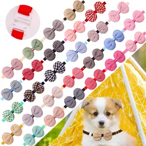 Your dog is ready for a Spring picnic!  20pcs Classic Plaid Dog Bowties & Pet Accessories for Small Medium Dogs & Cats. Cute Patterns & Dog Products for Funny Pet Grooming. Adjustable Hair Accessory for Puppy Collar Charms & Holiday Glow Up