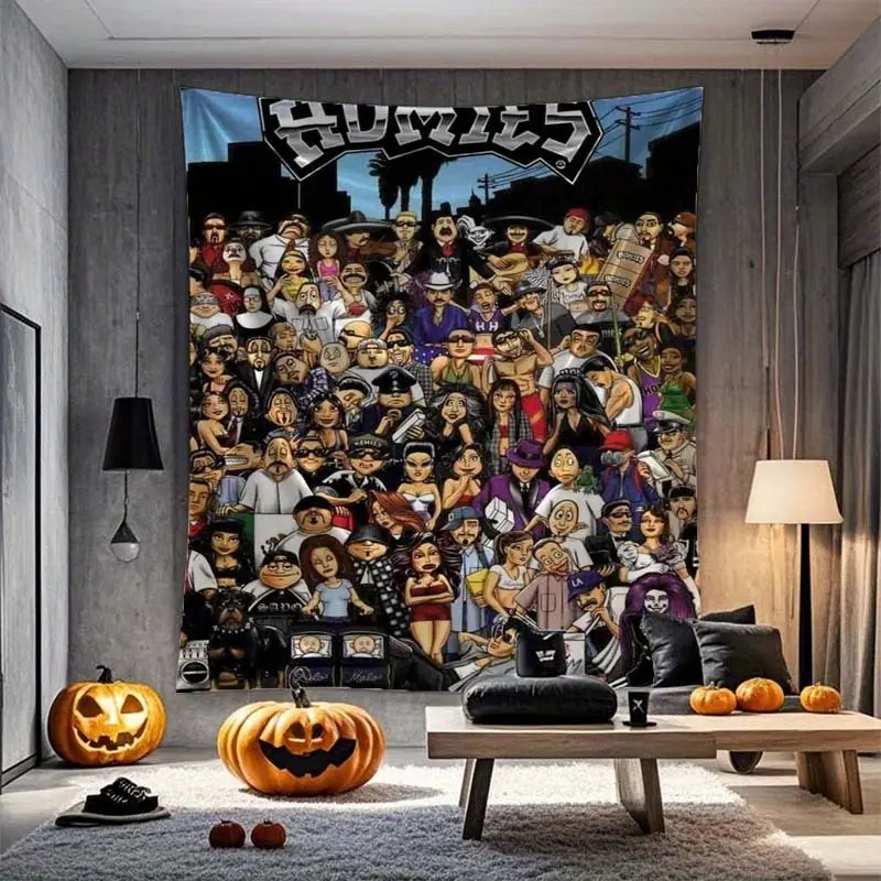 Anime Homies Print Tapestry, Durable Machine-Washable Home Decor, Wall Decor Bedroom, Outdoors Spooky Gift for Game Room or Dormitory