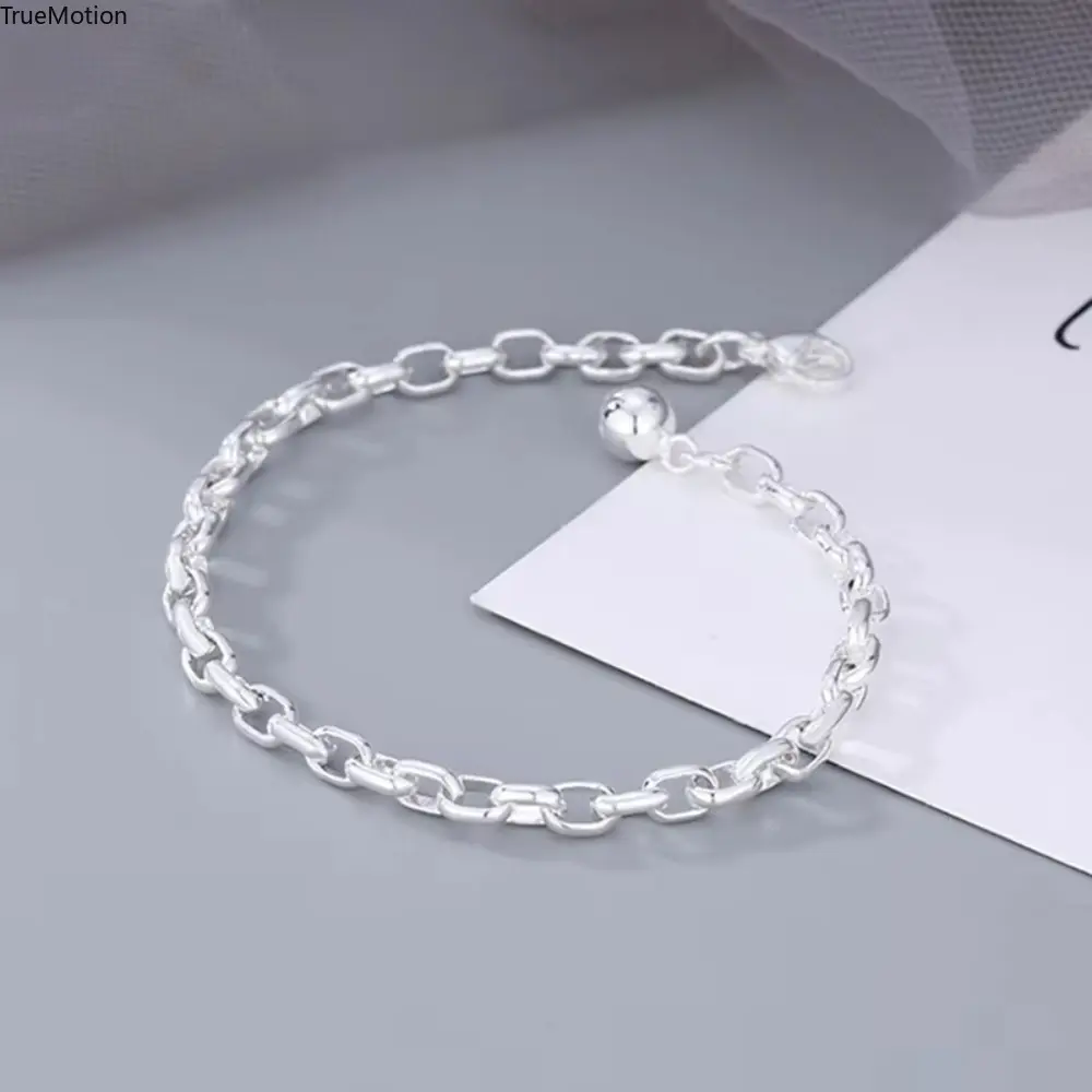 Fine Sterling Silver Bracelet Set for Couples, Unisex O-Link Chain Jewelry, Adjustable Matching Pair for Daily Wear, Fashion Bracelet, Adjustable Bracelets