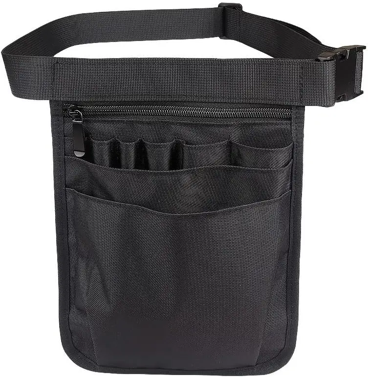 Organizer Belt for Nurse, Multi-Compartment Nurse Fanny Pack Storage  Bag Pouch for   Care Kit Tool,Black