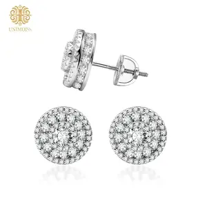 Unimoiss 142-Piece Round VVS-Grade Lab-Created Moissanite Earrings, S925 Silver Ear Studs, Multi-Stone Setting Hypoallergenic Non-Fade Ear Drops.Suitable for daily wear, banquets; an ideal gift for birthdays, Valentine's Day, and other special occasions.