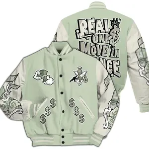 Varsity Jacket To Match Seafoam Sail 4s Varsity - Ones Move In Silence Graphic All Over Print QOOS