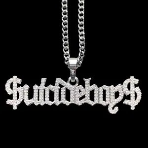 Iced Out $UICIDEBOY$ Necklace 2" Cubic Zirconia Pendant Silver Plated Brass G59 Pendant with Choice of Chain High GREY59 Suicideboys Quality Jewelry Free Gift Included