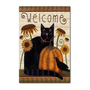 Courtside Market Fall Black Cat 12" x 18" Canvas Wall Art