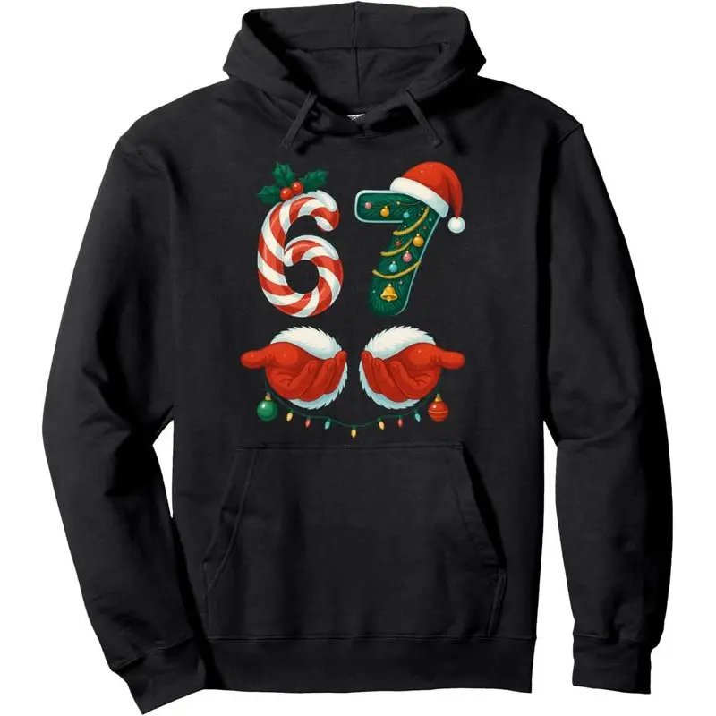 🎄[Christmas hoodie]67 Christmas 6 7 Meme Pajamas Hoodie – Cozy Cotton Fabric Holiday Pullover, Trendy Gen Alpha Slang Hoodie for Teens & Kids, Perfect Christmas Meme Hoodie, Holiday Fun Gift, Trending TikTok Streetwear Hoodie