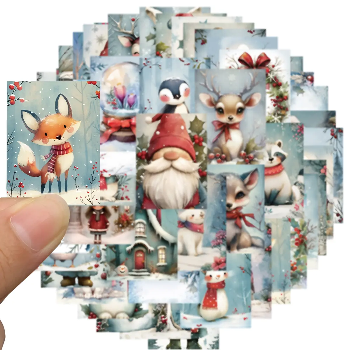 50pcs Christmas Theme Stickers, Waterproof Xmas Holiday Party Decorations, Fun Stickers Ideal for Kids & Youth, Perfect for Festive Celebrations