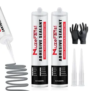 Concrete Crack Filler and Sealant Self-Leveling, Fast Curing Cement Crack Filler Concrete Sealer Outdoor  Caulking Glue for Cement-Based Materials Gray(10.1 fl. oz, 2 Pack)