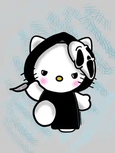 Ghost Kitty Face Sticker - High Quality Vinyl for Flat Surfaces