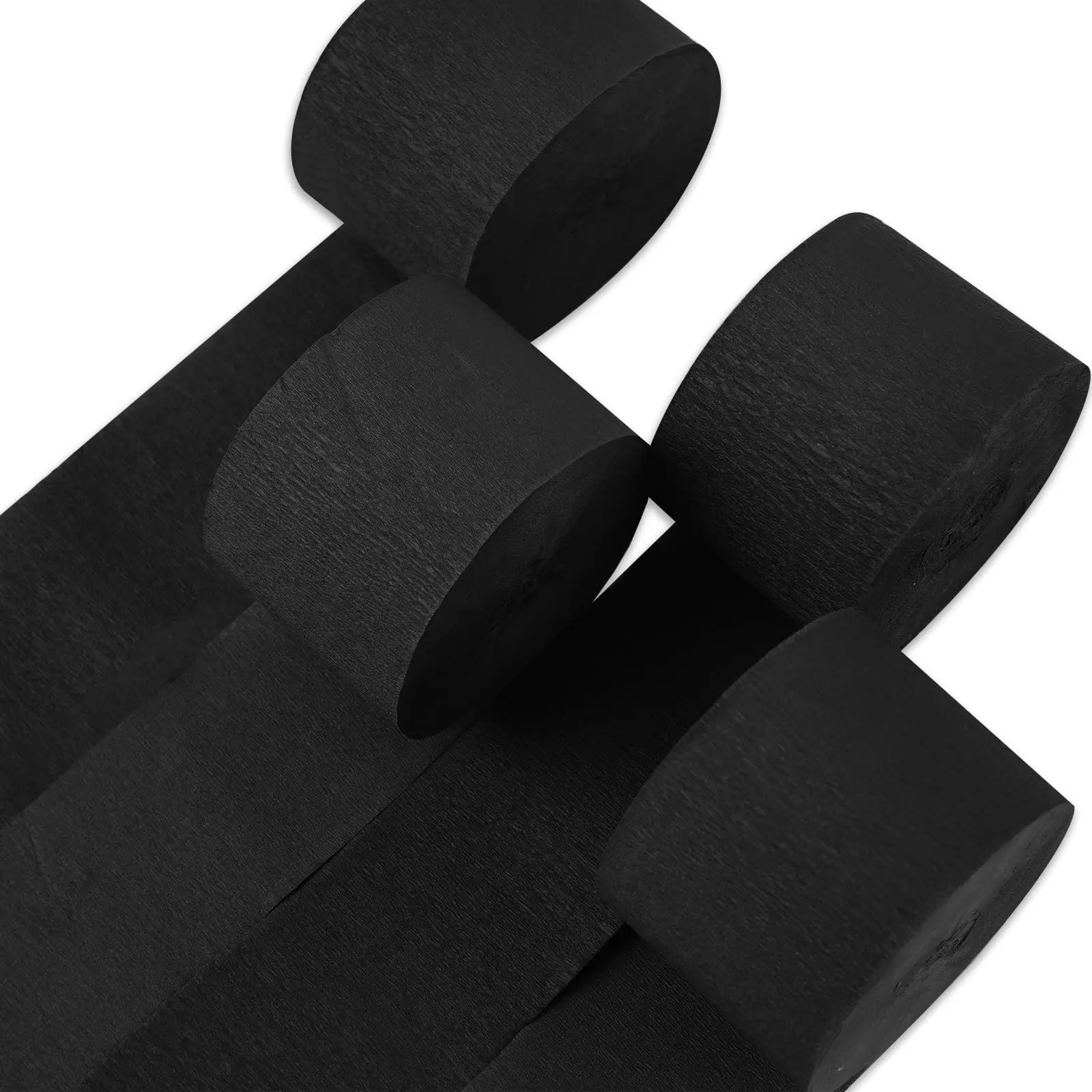 PartyWoo Black Crepe Paper Streamers, 4 Rolls (1.8 in x 82 ft/Roll, 328 ft Total) - Festive Home & Party Supplies for Graduation Gifts, Wedding Decor