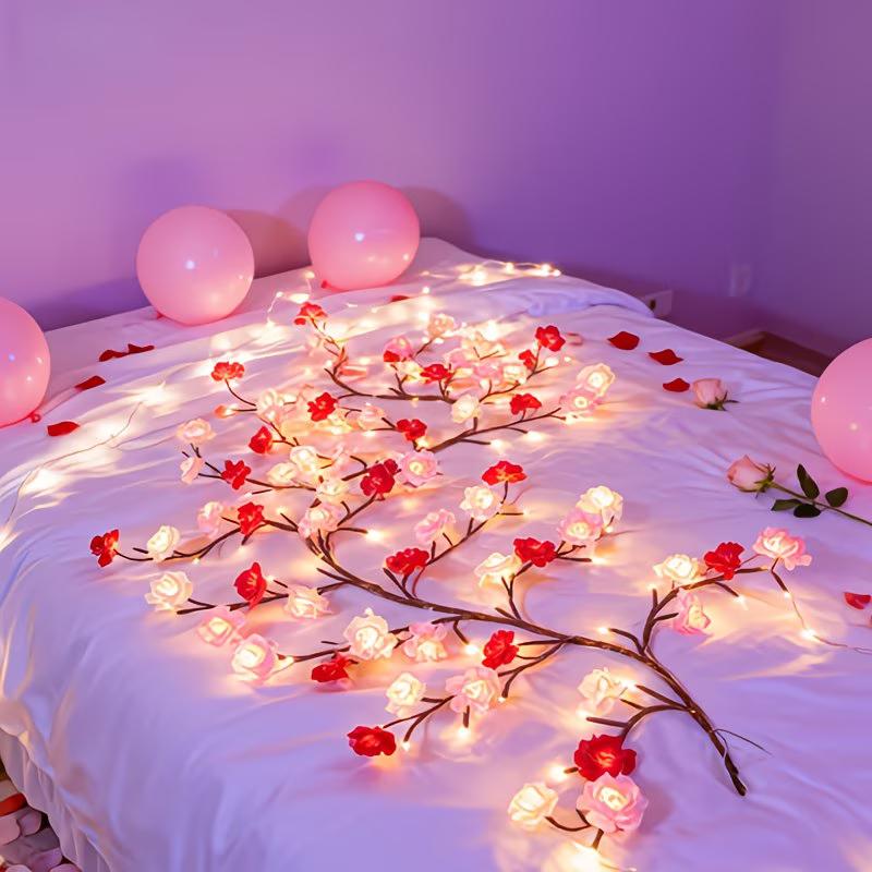 96-piece LED Eternal Rose Vine Light, USB-powered with remote control, suitable for DIY gifts and romantic decor—living room, bedroom, outdoor spaces, Valentine’s Day, Easter, Eid al-Fitr, spring, Mother’s Day gifts, room decoration, wall décor 96-piece LED Eternal Rose Vine Light, USB-powered with remote control, suitable for DIY gifts and romantic decor—living room, bedroom, outdoor spaces, Valentine’s Day, Easter, Eid al-Fitr, spring, Mother’s Day gifts, room decoration, wall décor