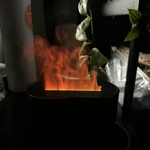 130ml Simulate Flame Design Ultrasonic Aroma Diffuser, Portable USB Powered Essential Oil Desktop Diffuser with 7 Colors Lighting, Air Humidifier for Home Office, Colorful Flame Humidifier