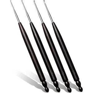 Crochet Hooks, 4PCS 1.0mm, 1.25mm, 1.5mm, 1.75mm Small Crochet Hooks for Arthritic Hands, Long Comfortable Crochet Needles for Beginners DIY, Experienced Crochet Lovers