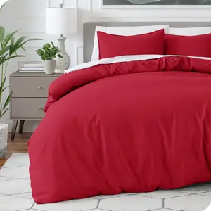 Ultra-Soft Easy Care Duvet Cover & Shams by Bare Home (Comforter Not Included) - Twin/Twin XL, Red