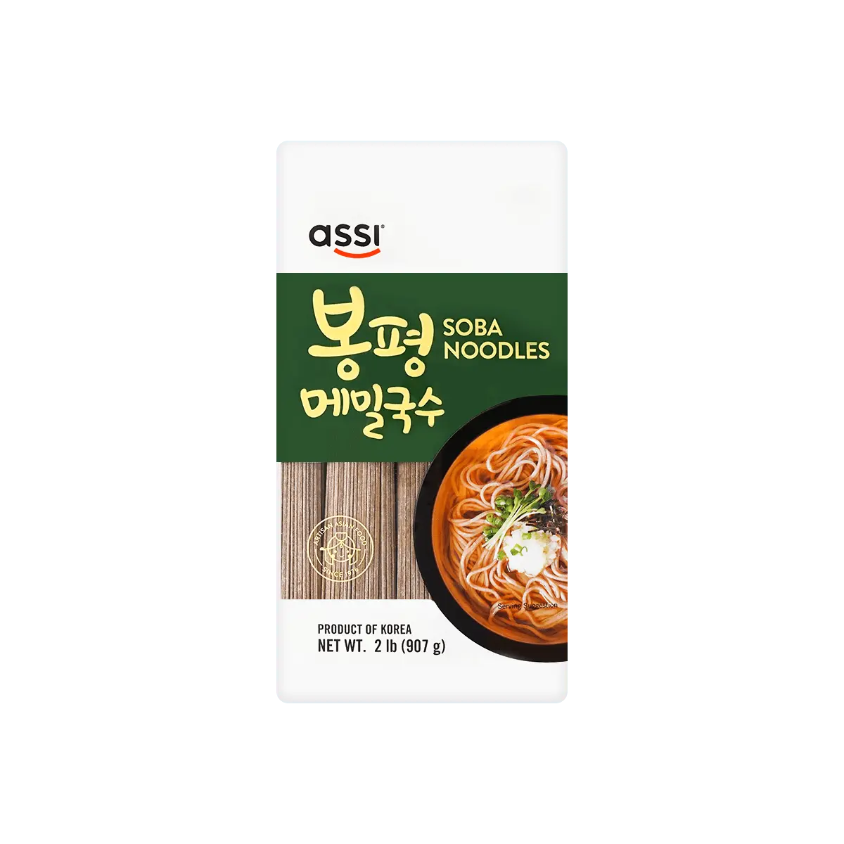 ASSI BRAND Authentic Korean Soba Noodles - 2lb Bag, Japanese Style Buckwheat Pasta for Ramen & Udon