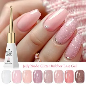 Mtssii 10ML Nude Glitter Rubber Base Gel Nail Polish, Alcohol-Free, Smooth Shine, DIY Manicure for Home & Salon Use, Daily