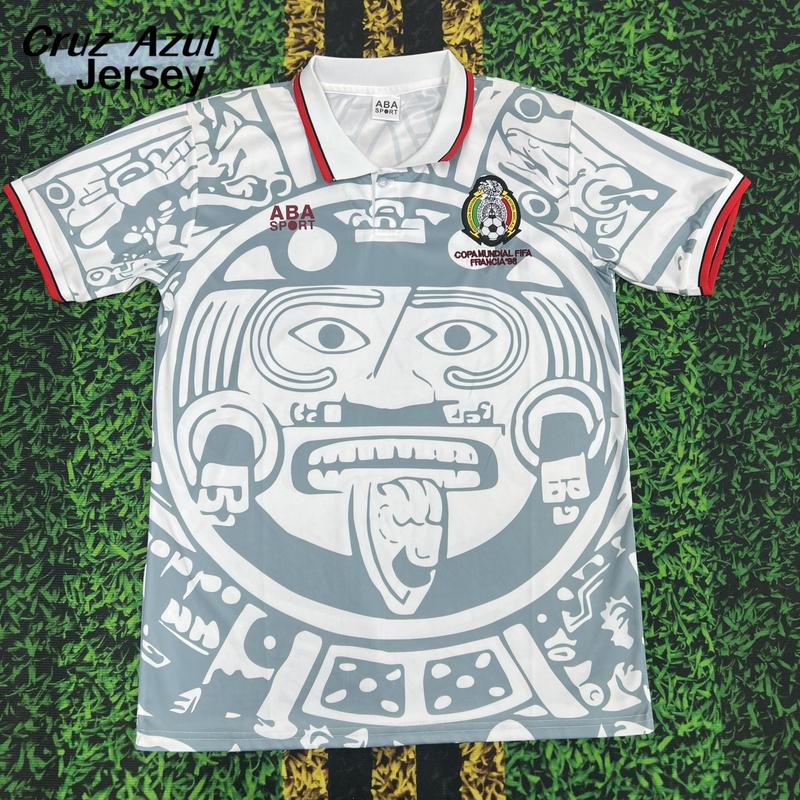 1998 France World Cup Mexico National Team Black White Green Red Short Sleeve Soccer Jersey