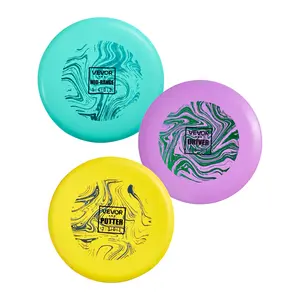 VEVOR Disc Golf Set, 3 Pack Disc Golf Starter Set, Beginners Flying Discs for Full-Body Strength Training, with Putter, Mid-Range, Driver, for Outdoor Backyard, Lawn, Beach, and Park