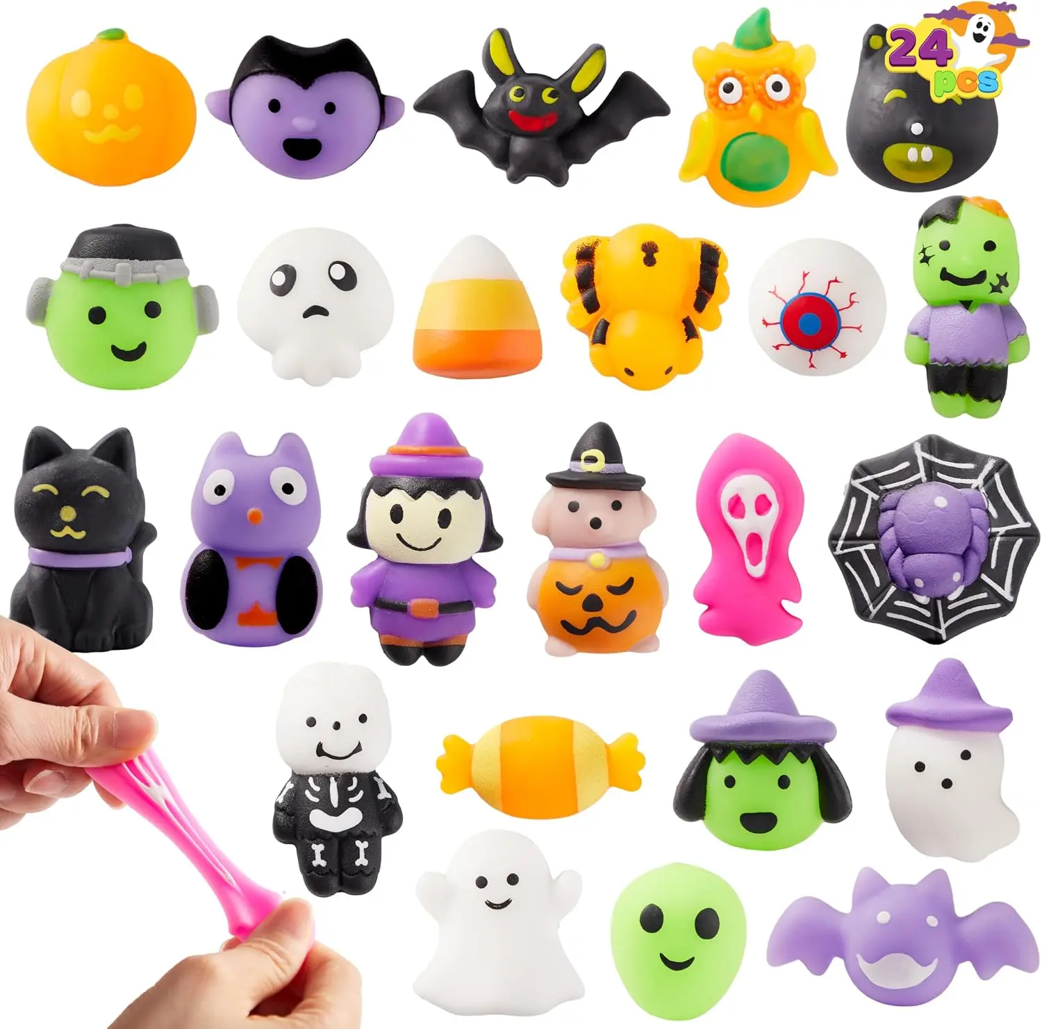 JOYIN 24 Pcs Halloween Mochi Squishy Toys, Halloween Classies Character Squishy Toys for Halloween Christmas Party Favors, Boys & Girls Birthday Gifts, Classroom Prize, Goodie Bag